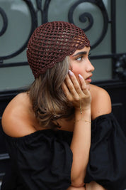 Crochet Muts Donker Bruin