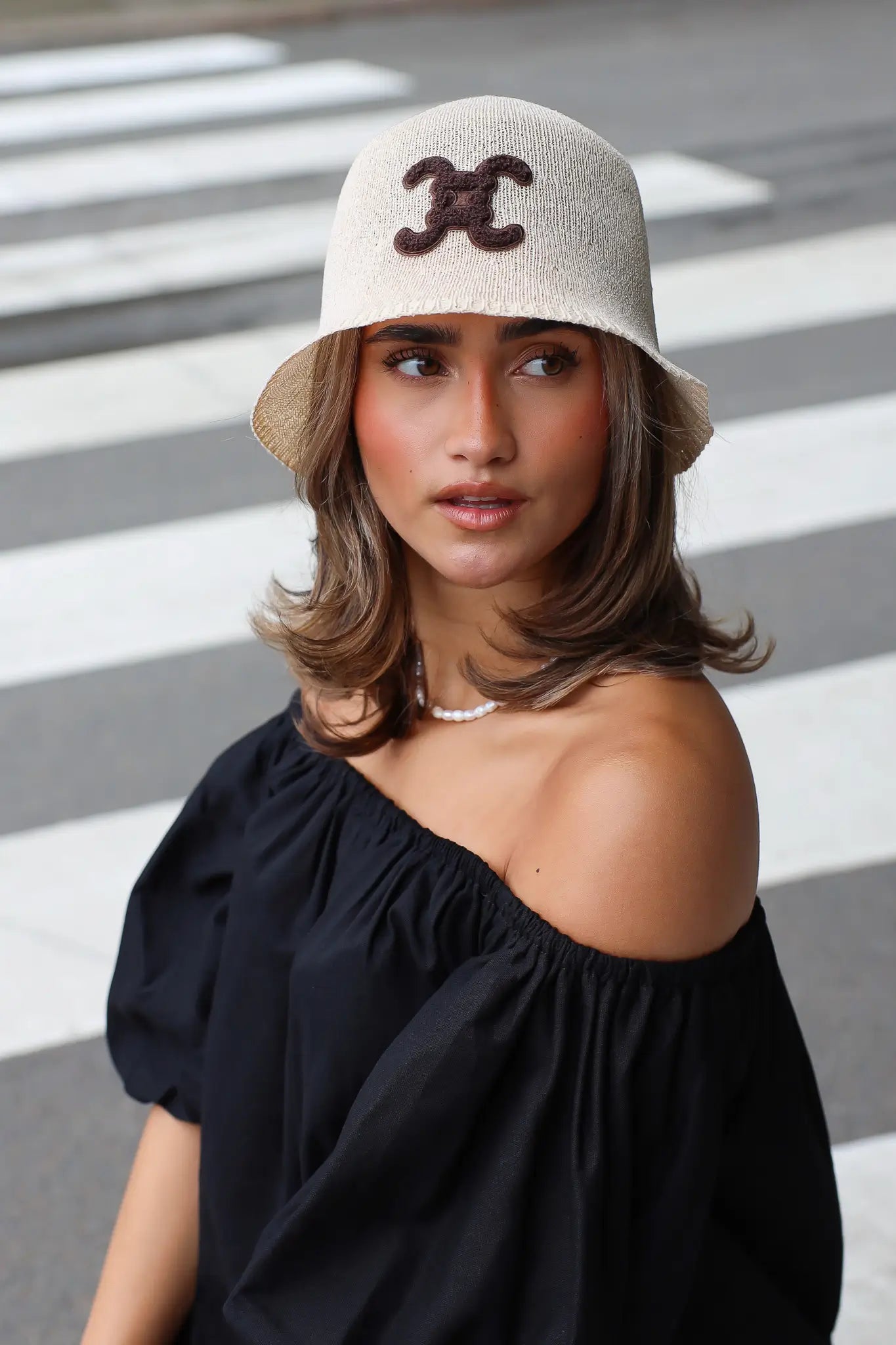 Bucket Hat Gewoven Logo Camel/Bruin