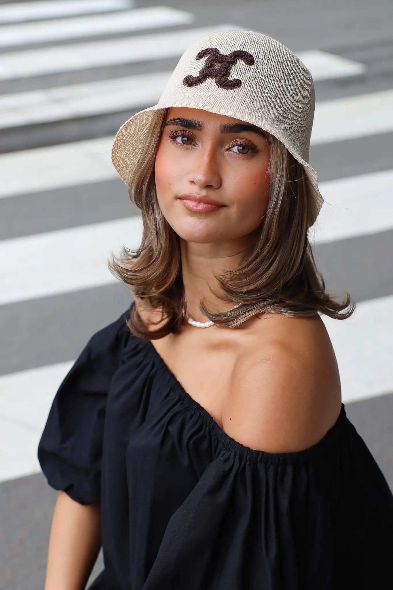 Bucket Hat Gewoven Logo Camel/Bruin
