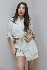 Blouse Cropped Strikjes Taupe