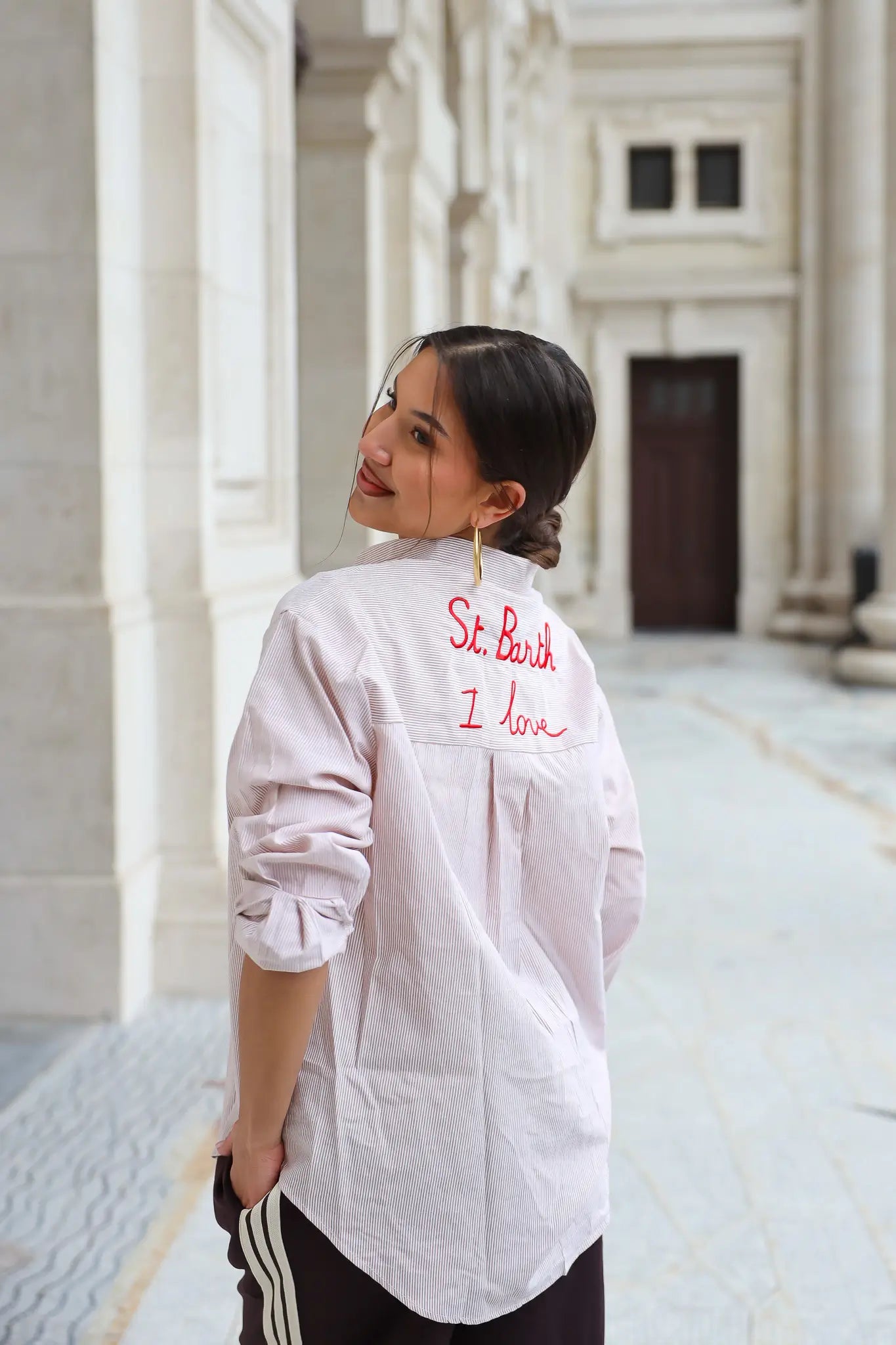 St. Barth Blouse Gestreept Beige