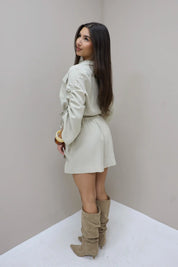 Blouse Cropped Strikjes Taupe