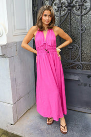 Maxi Jurk Linnen Fuchsia