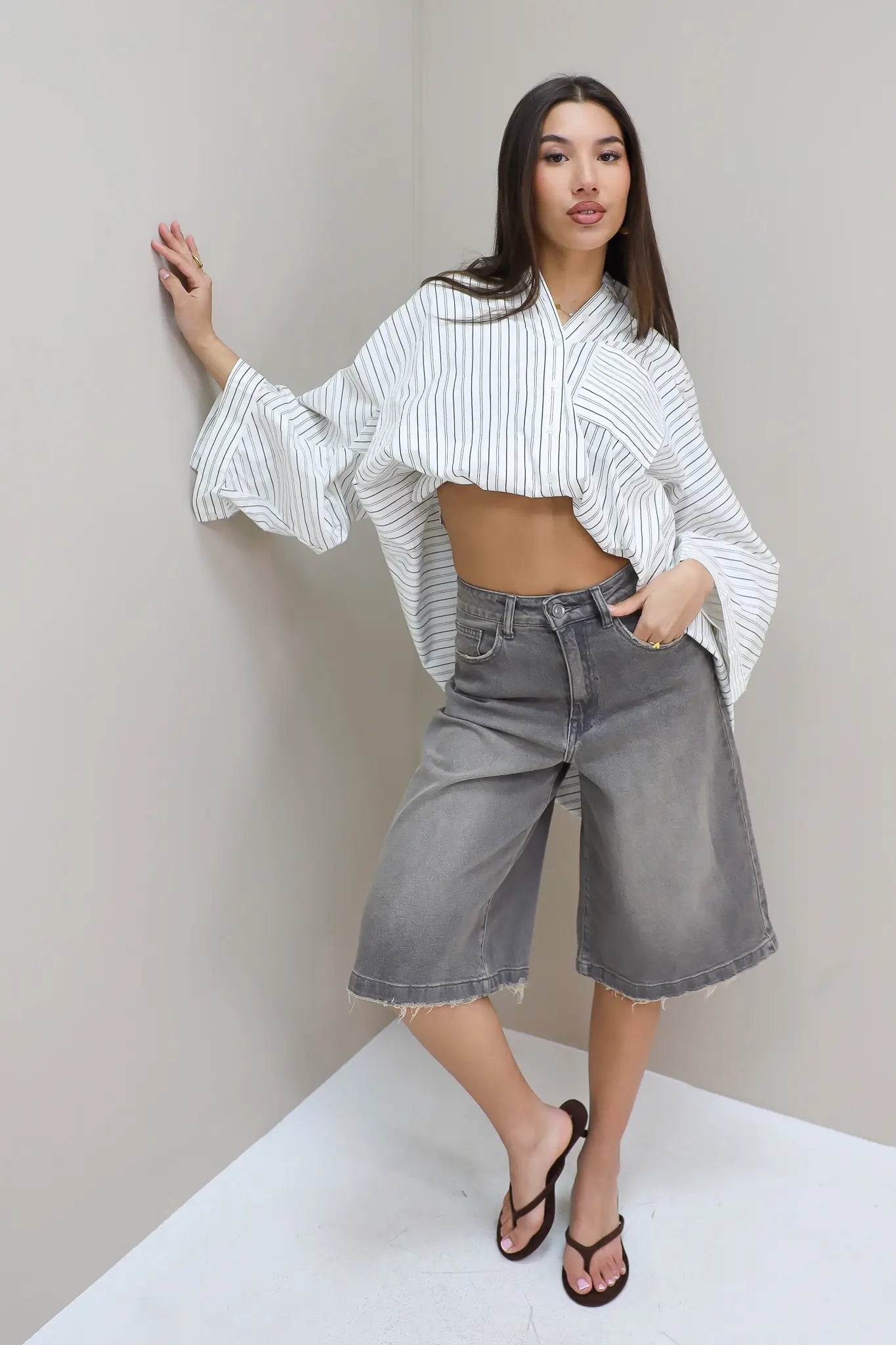 Denim Jort Bruin