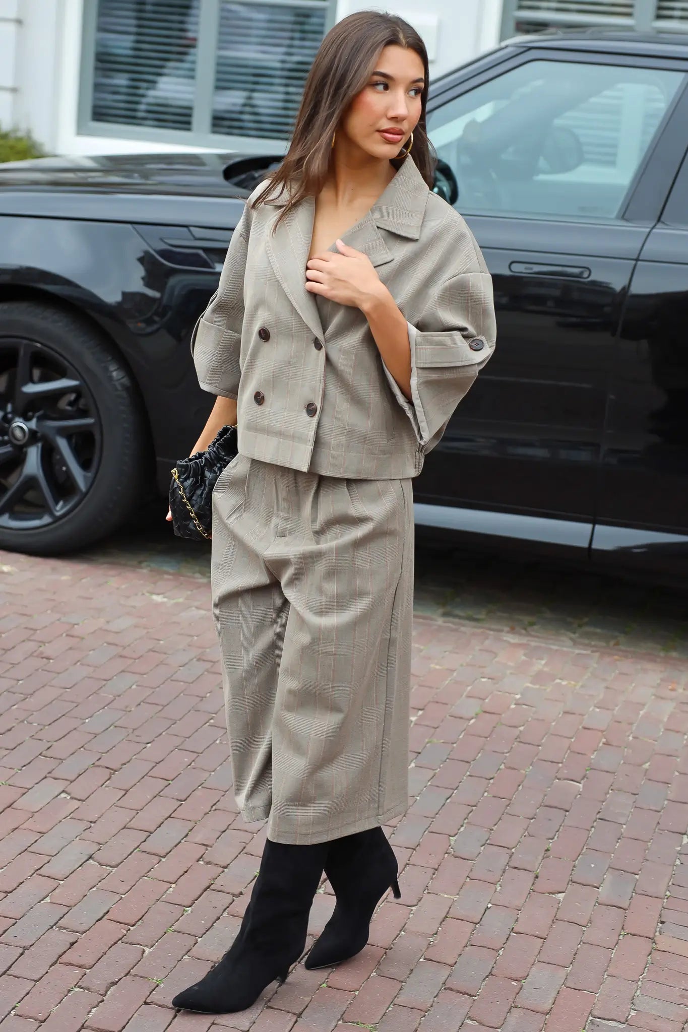 Culotte Ruit Print Camel
