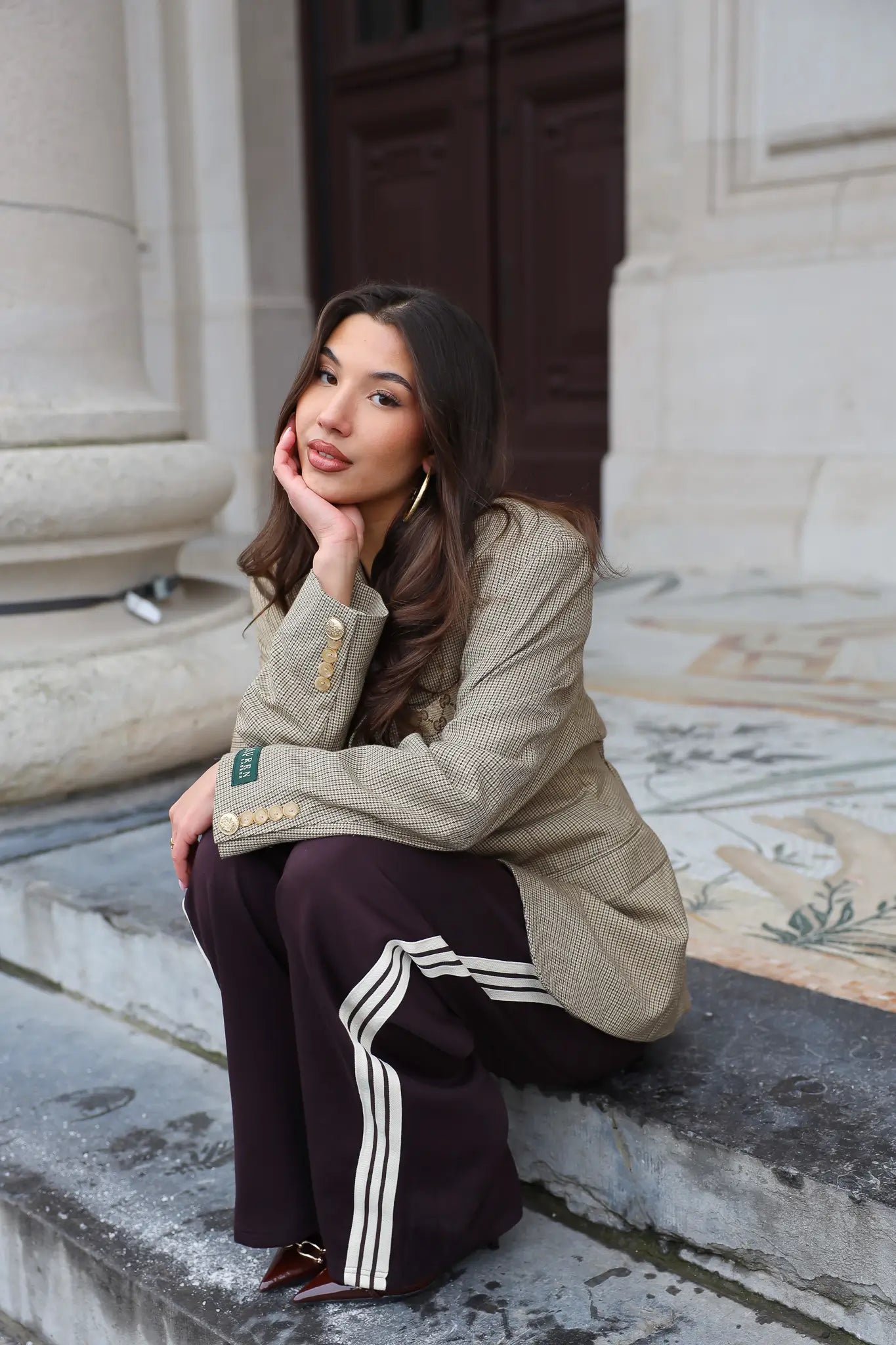 Jogger Straight Strepen Bruin