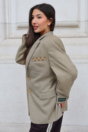 Atelier Series Reworked Designer Blazer Khaki