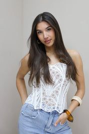 Corset Bustier Top Kant Wit