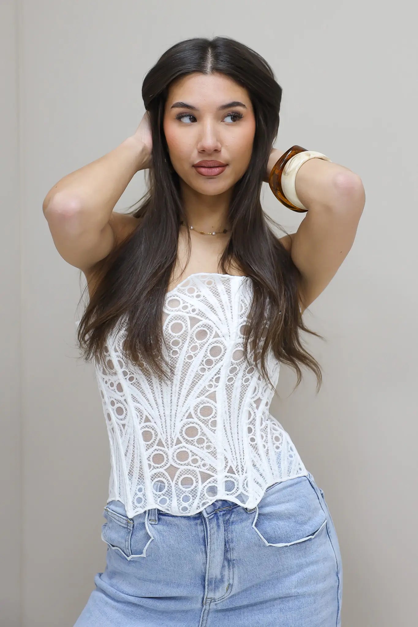 Corset Bustier Top Kant Wit