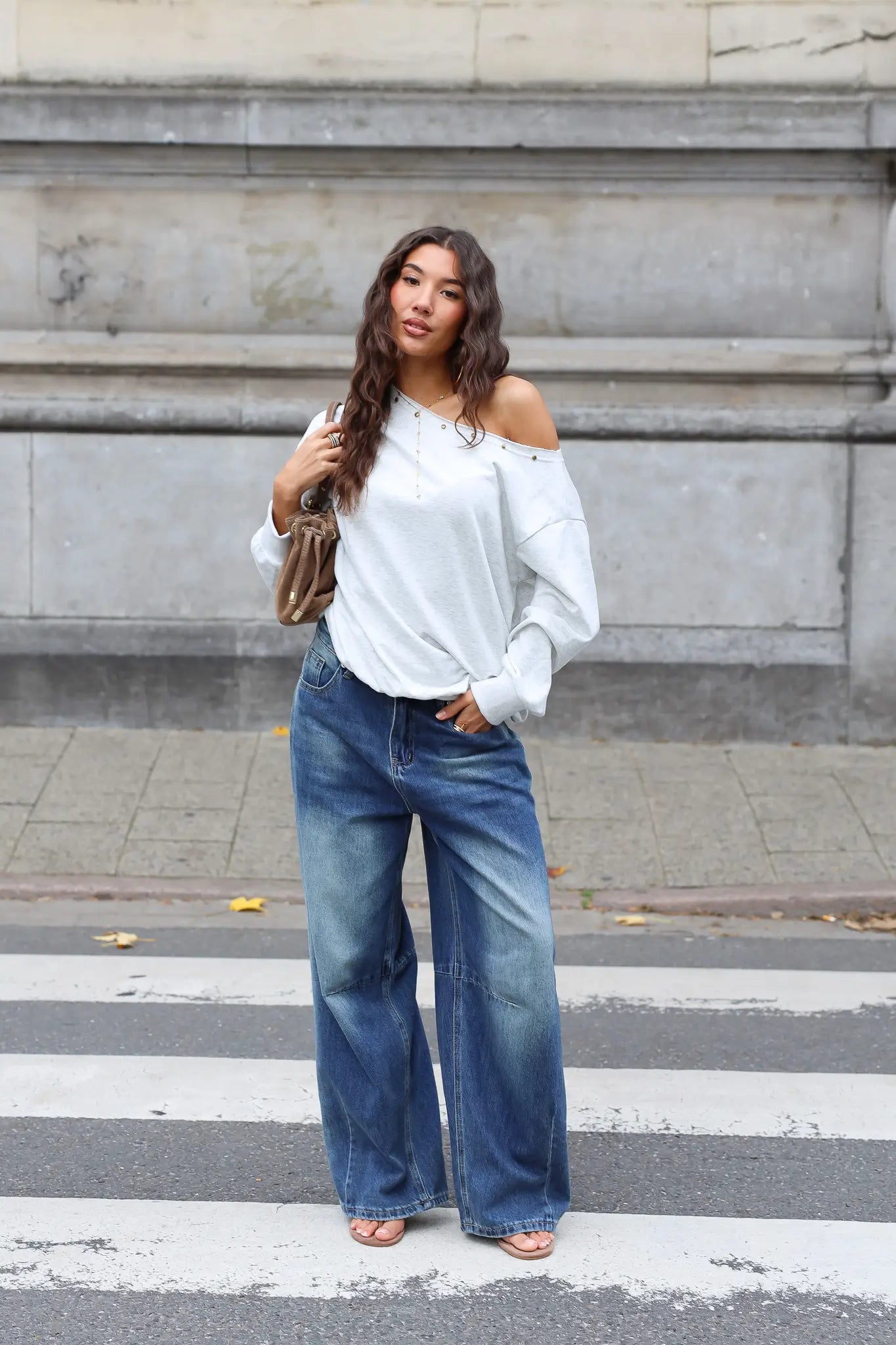 Jeans Wide Leg Donker Blauw