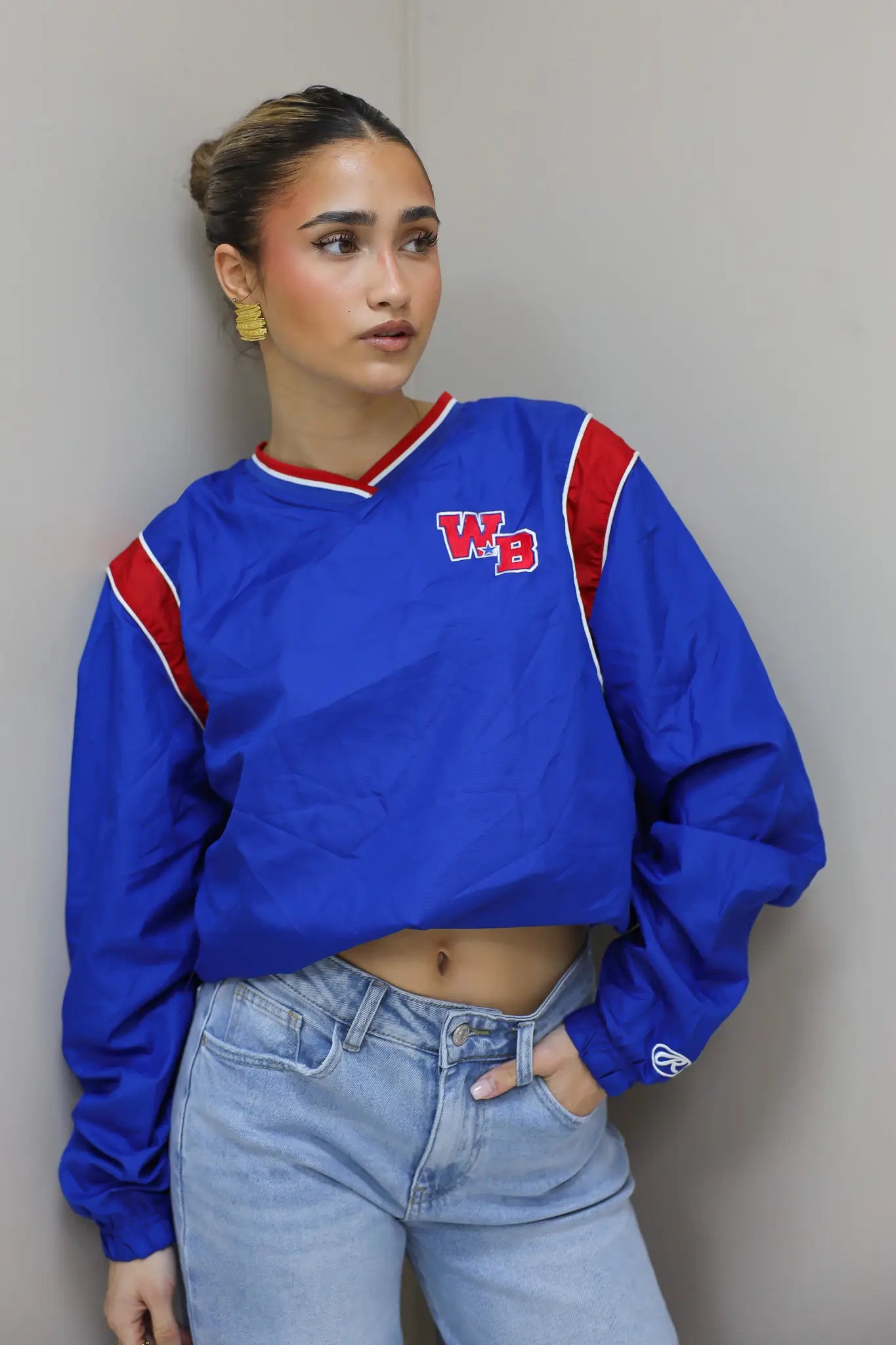 Vintage Jersey Long Sleeve Blauw