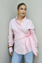 Blouse Omslag Detail Roze