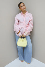Blouse Omslag Detail Roze