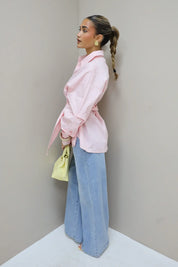 Blouse Omslag Detail Roze