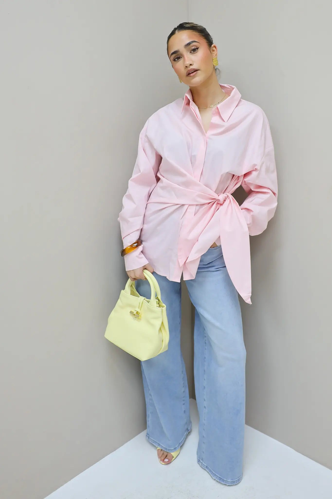 Blouse Omslag Detail Roze