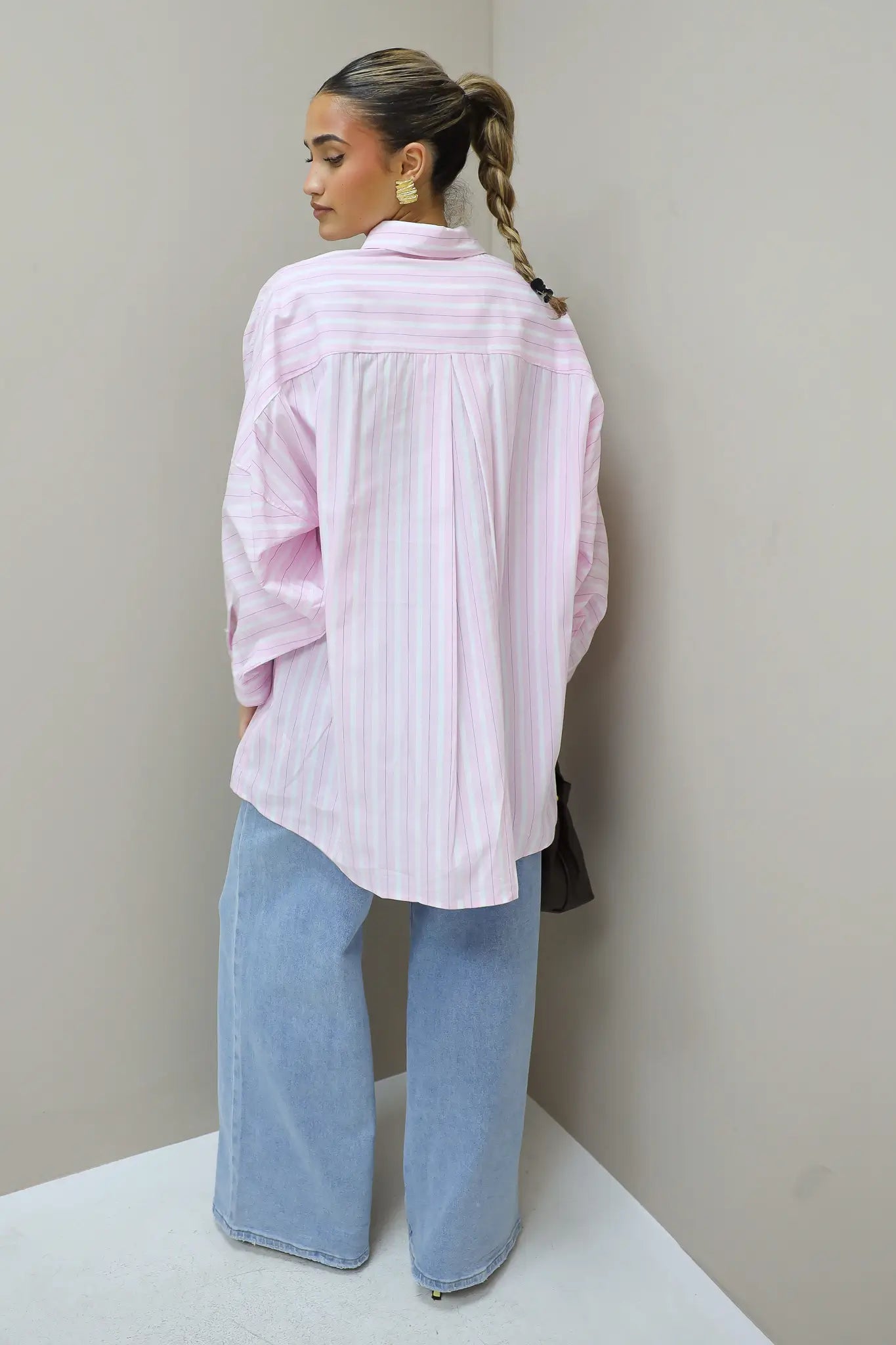 Oversized Strepen Blouse Roze