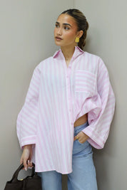 Oversized Strepen Blouse Roze
