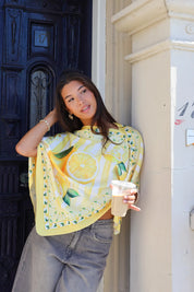 Lemon Print Sjaal Top Geel