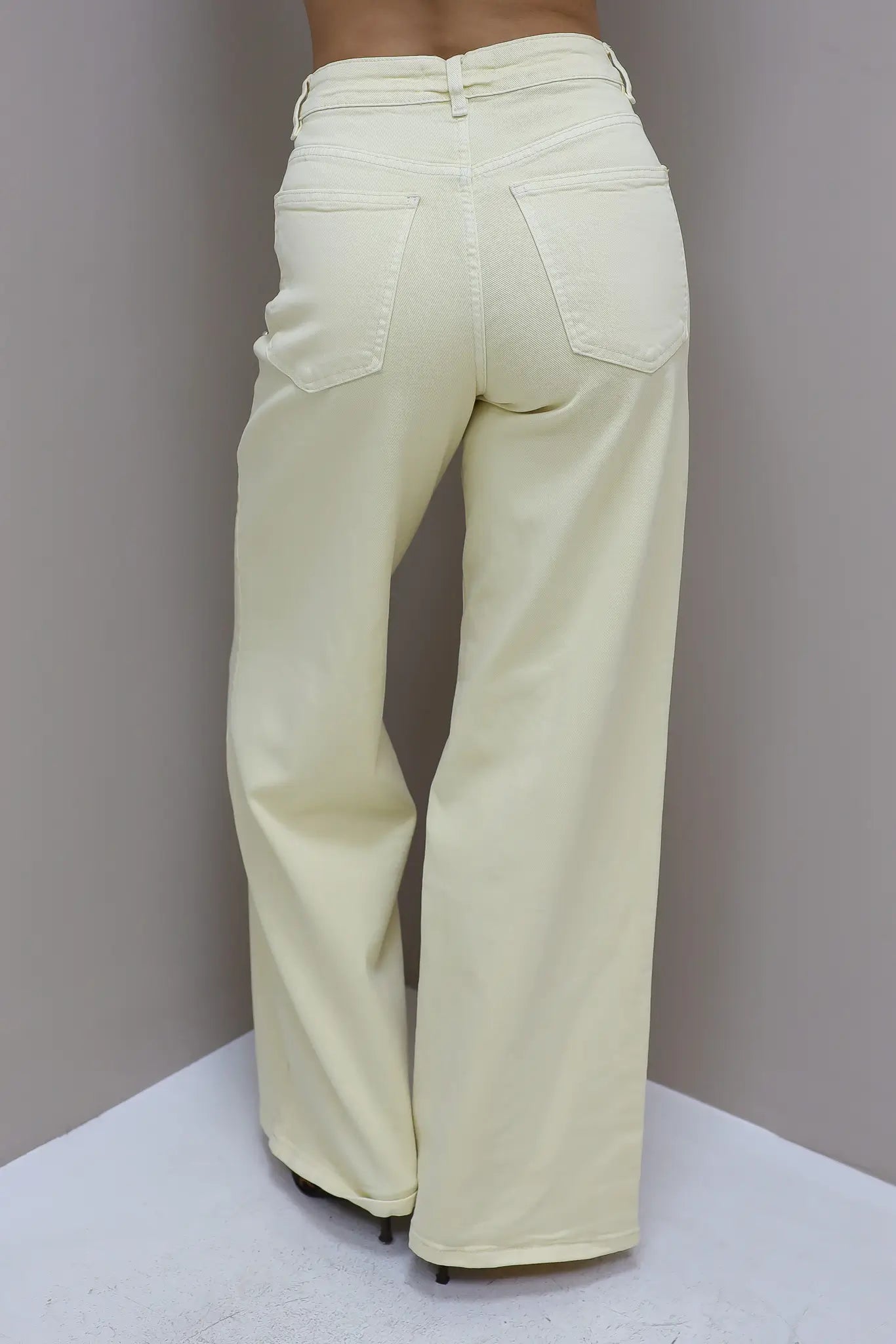 Jeans Wide Leg Stretch Studs Geel 9198-8