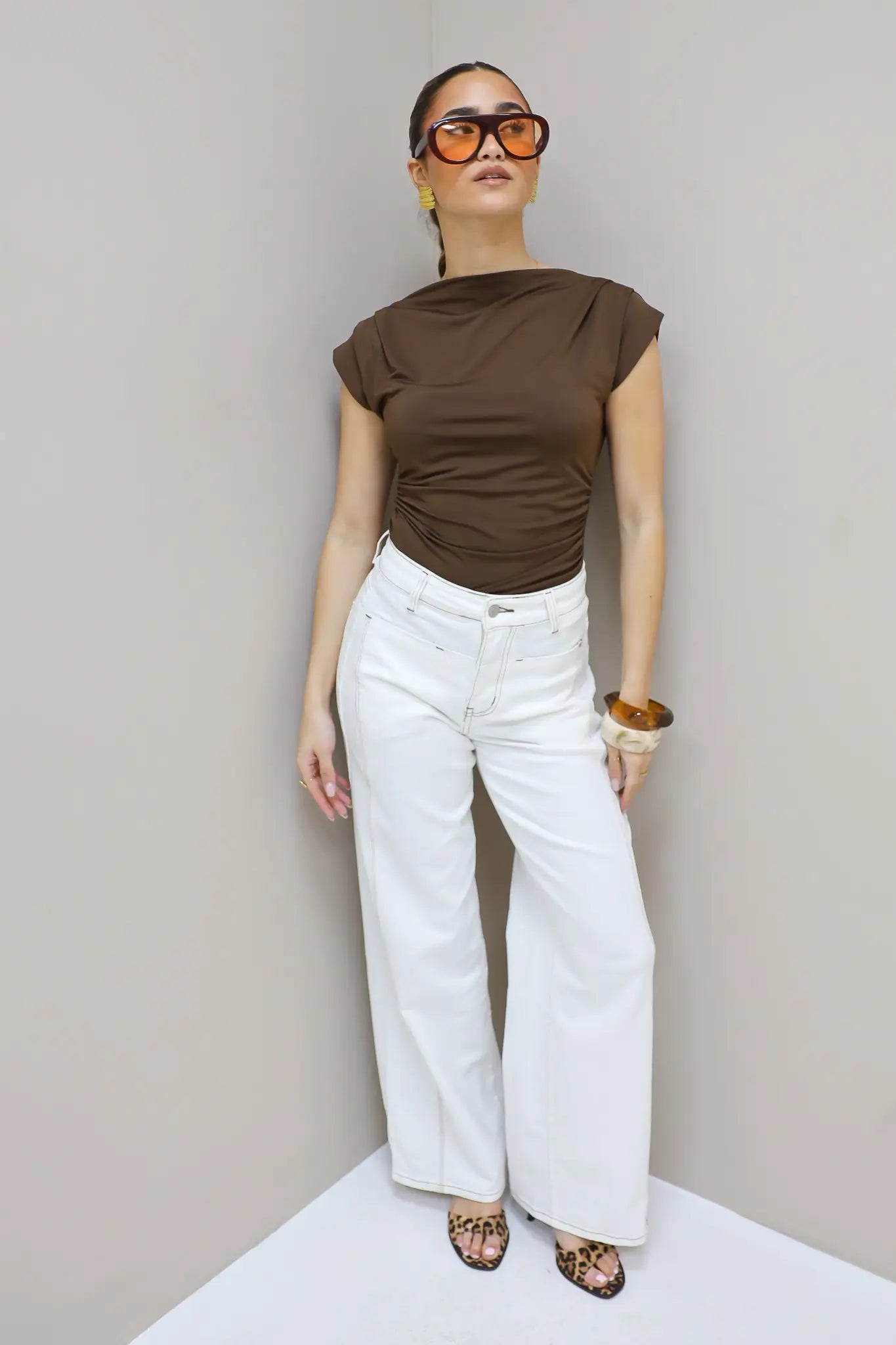Jeans Wide Leg Stretch Wit 9207-7