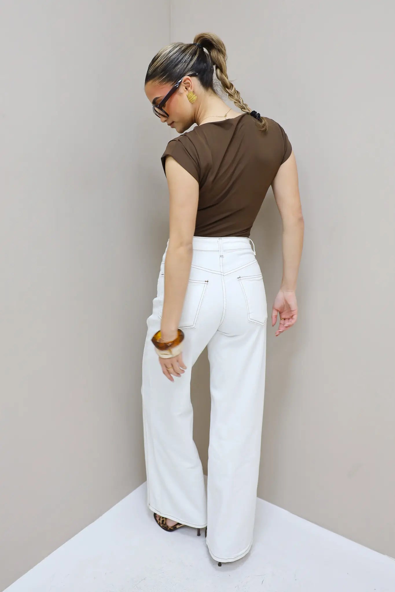 Jeans Wide Leg Stretch Wit 9207-7