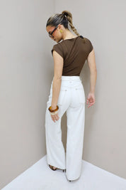 Jeans Wide Leg Stretch Wit 9207-7