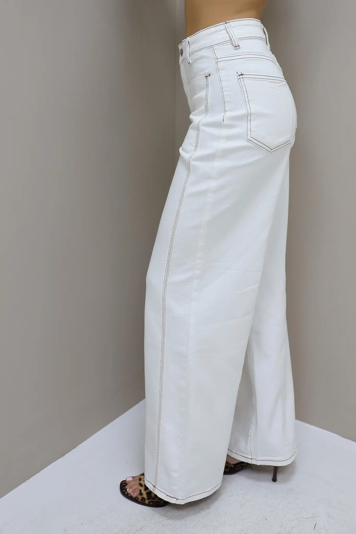 Jeans Wide Leg Stretch Wit 9207-7