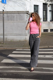 Straight Front Line Jeans Grijs