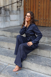 Broek Wide Fit Donker Blauw