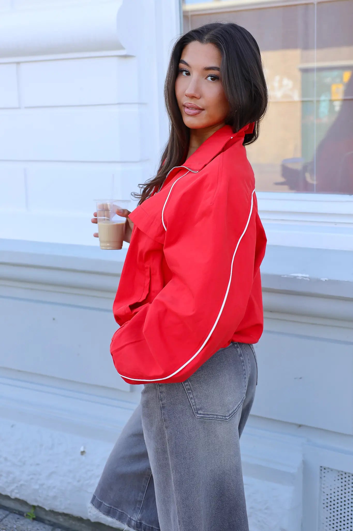 Windbreaker Half Zip Rood