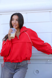 Windbreaker Half Zip Rood