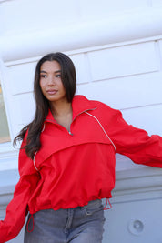 Windbreaker Half Zip Rood