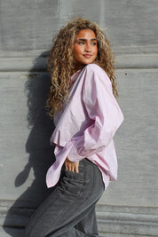 Oversized Blouse Gouden Knopen Roze