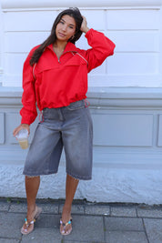 Windbreaker Half Zip Rood