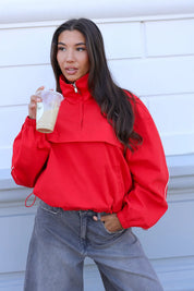 Windbreaker Half Zip Rood
