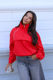 Windbreaker Half Zip Rood