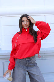 Windbreaker Half Zip Rood