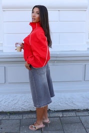 Windbreaker Half Zip Rood
