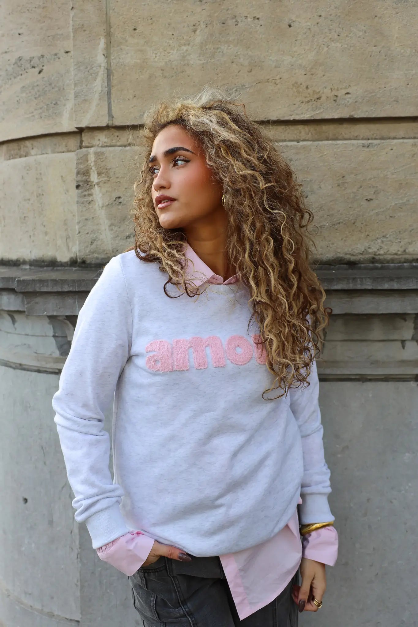 Sweater Amour Grijs/Roze