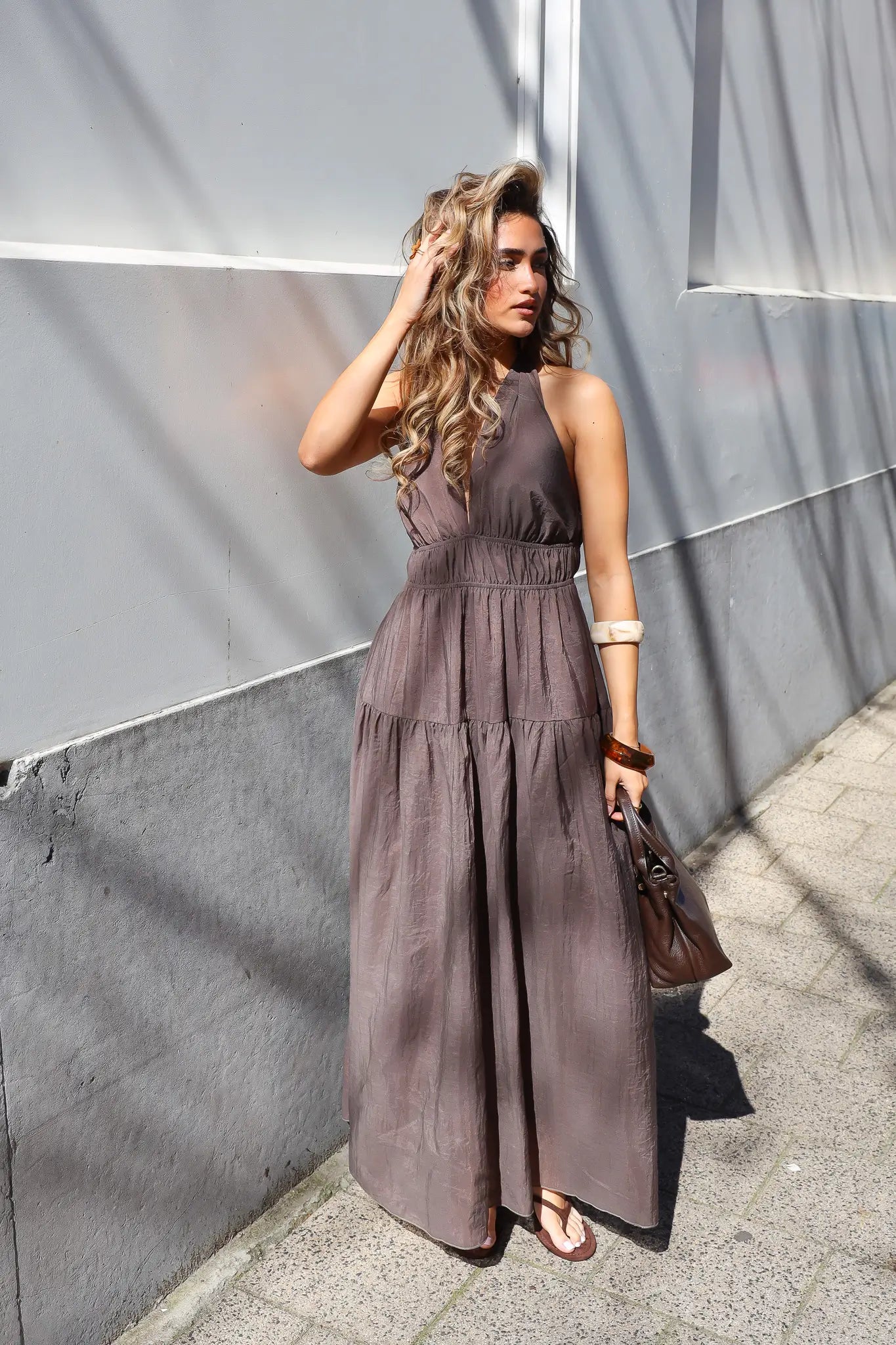 Maxi Jurk Donker Bruin