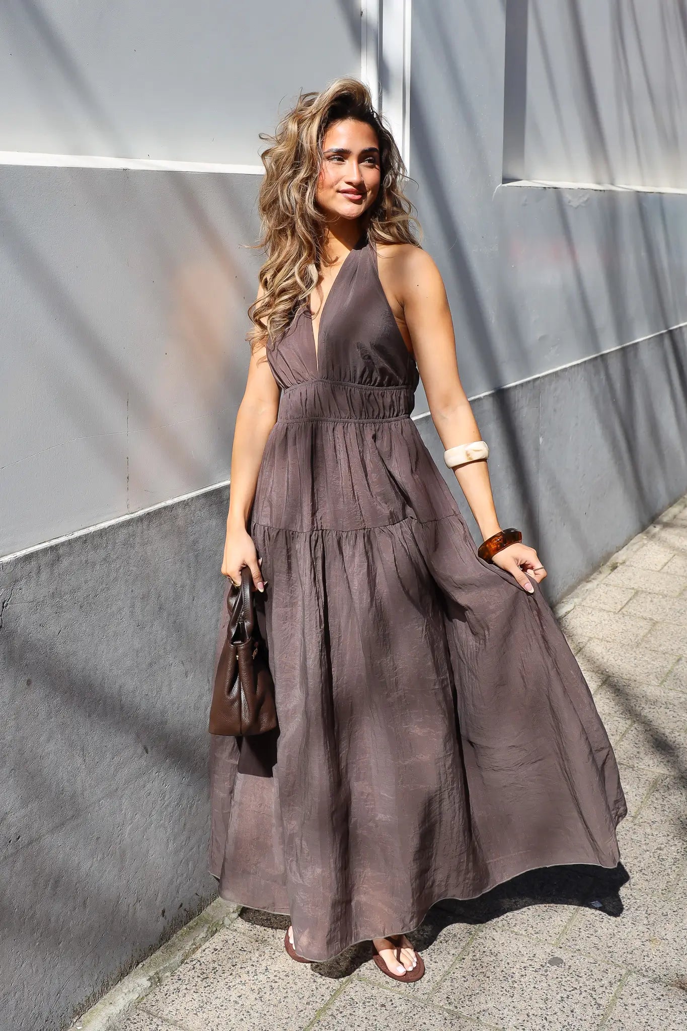 Maxi Jurk Donker Bruin