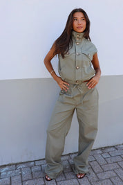 Wide Leg Pantalon Khaki