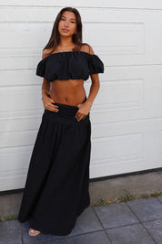 Crop Top Ballon Fit Zwart