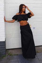 Crop Top Ballon Fit Zwart