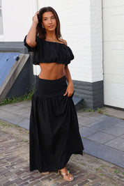 Crop Top Ballon Fit Zwart