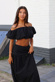 Crop Top Ballon Fit Zwart