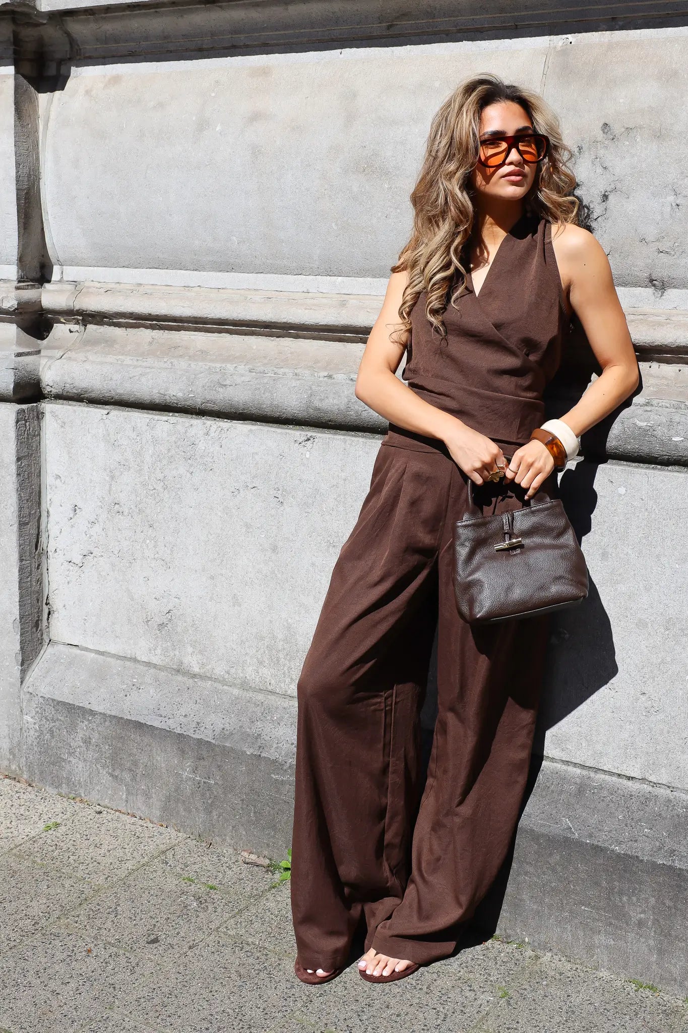 Wijde Pantalon Donker Bruin