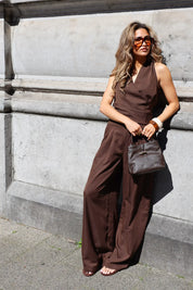 Wijde Pantalon Donker Bruin