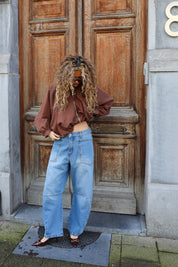 Ballon Fit Jeans Zakken Blauw