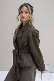 Trench Coat Brede Band Bruin